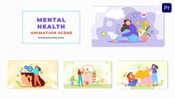 Cartoon Design Animation Scene of Characters and Mental Health