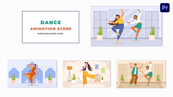 Classic and Western Dance Showcasing Flat Character Animation Scene