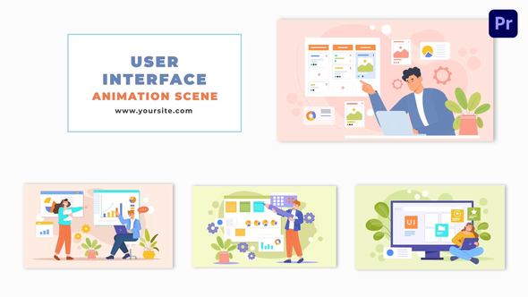 UI Designer Tasks Cartoon Character Animation Scene