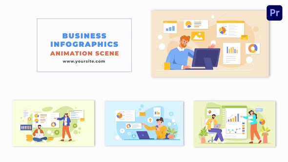 Flat 2D Business Infographics Design Animation Scene