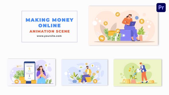 Smart Online Income Generation 2D Character Animation Scene