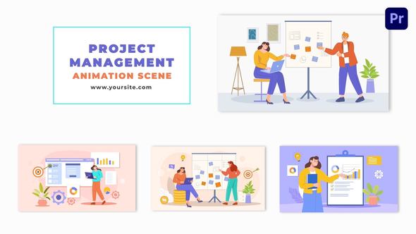 Project Management Flat Character Animation Scene Template