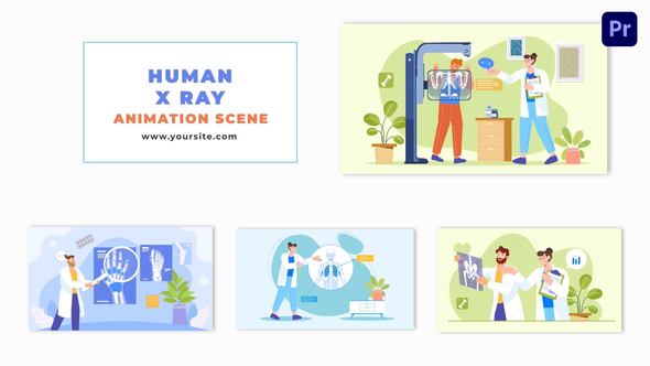 Human Body X-Ray Flat Character Animation Scene