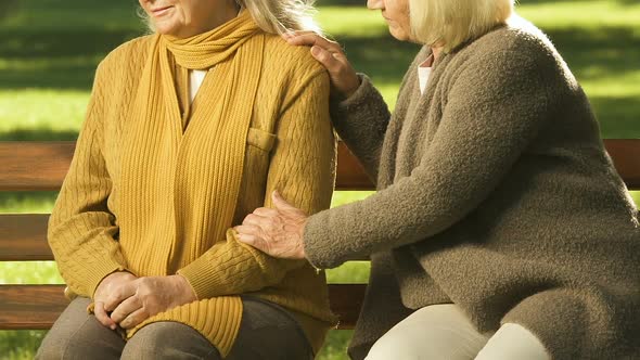 Old Woman Supporting Friend in Trouble, Coping Together With Loss, Compassion