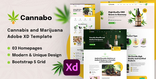 Cannabo | Weed, Marijuana & CBD Oil Shop Adobe XD Template