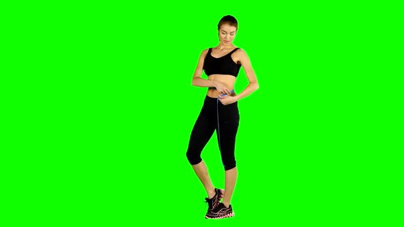 Woman Taking Body Measurements, Sportswear, Green Screen