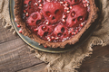 Halloween food. Homemade pie with jam and scary skull-shaped pears. Creative treat for Halloween - PhotoDune Item for Sale