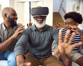 Grandfather Wearing VR Headset As Multi-Generation Male Family Sit On Sofa At Home Together - PhotoDune Item for Sale