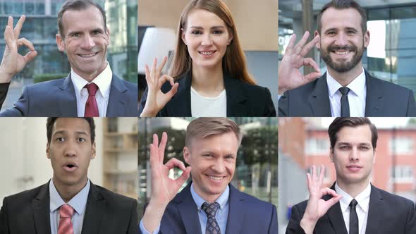 Collage of Business People Showing Okay Gesture