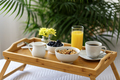 Wooden tray with breakfast - PhotoDune Item for Sale