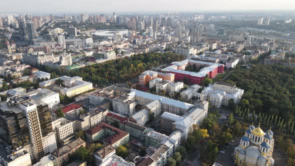 Cityscape of Kyiv, Ukraine. Aerial View, Slow Motion