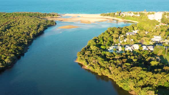 Aerial view of Currumundi Lake, Sunshine Coast, Queensland, Australia.