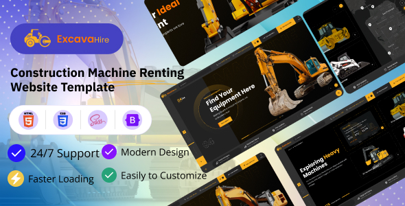 ExcavaHire - Construction Machine Renting Website HTML Template