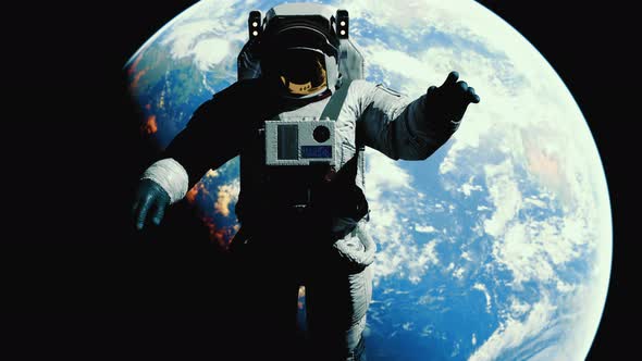 Astronaut in Outer Space Over the Planet Earth alt