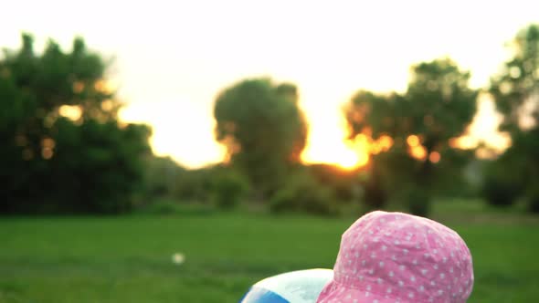 Summer Vacation Nature Happy Childhood One Small Toddler Preschool Child Smiling Kid Girl in Pink