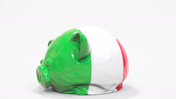 Deflating Inflatable Piggy Bank with Flag of Italy