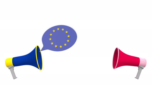 Speech Bubbles with Flags of Poland and the European Union