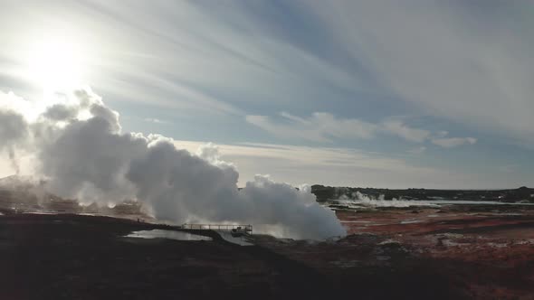 Aerial View of Geothermal Springs in Iceland in Early Spring