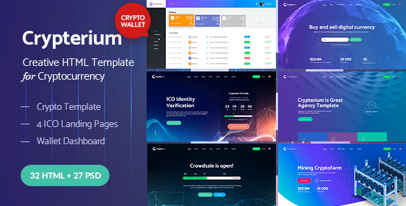Crypterium - Cryptocurrency & ICO Landing Pages HTML + Wallet Dashboard Template