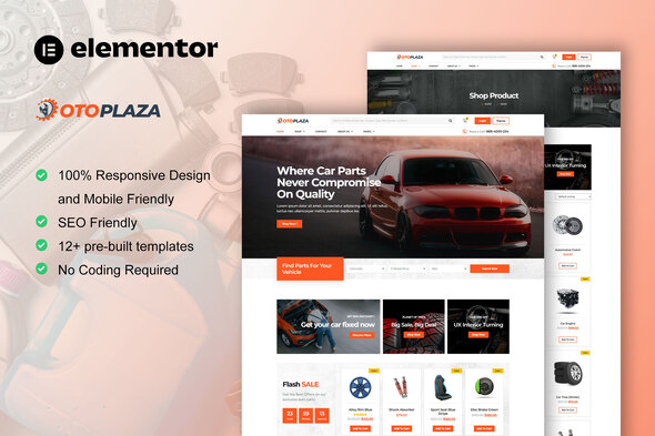 OtoPlaza – Auto Parts Store & Accessories Elementor Pro Template Kit