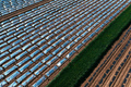 Aerial shot of mulching film plastic sheeting tunnel hothouse equipment on watermelon plantation - PhotoDune Item for Sale
