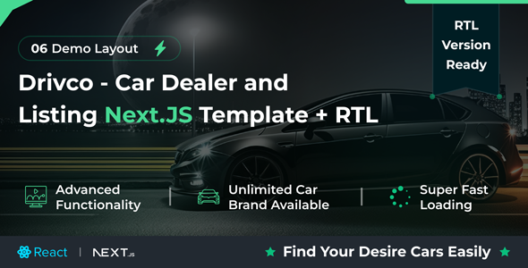 Drivco - Car Dealer and Listing React Next.JS Template + RTL