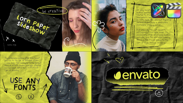 Torn Paper Slideshow for FCPX alt