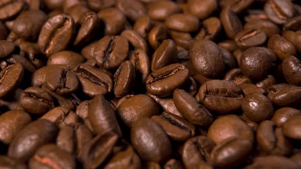 Roasted coffee beans macro shot. 