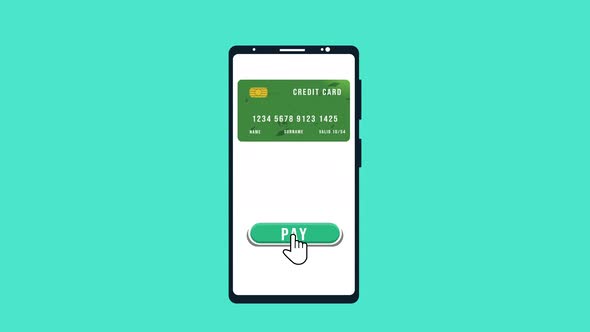 Online money transferring and payment system inside a mobile 4K animation