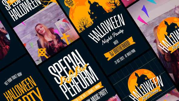 Halloween Party Stories Pack Display After Effect Template alt