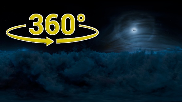 Flying above the Cinematic Night Blue Clouds 360 Stereoscopic Panoramic VR alt