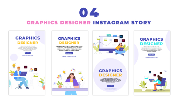 Animated Graphic Designer Character Instagram Story