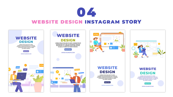 Vector Flat Website Designers Working Instagram Story
