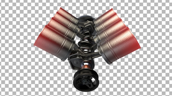 Engine Pistons V8 animation