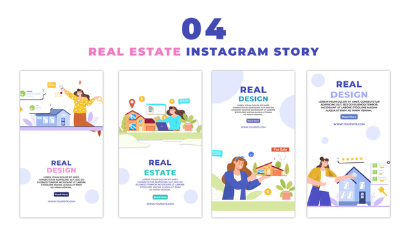 Cartoon Style Real Estate Broker Character Instagram Story