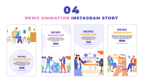 Cartoon Style News Concept Animation Instagram Story