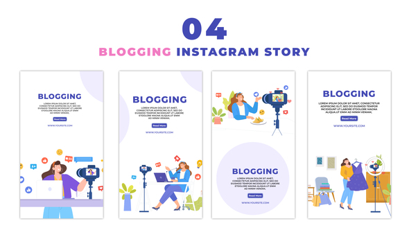 2D Cartoon Character Blogging Scene Instagram Story