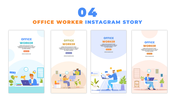 Office Employee Avatar Flat Graphic Instagram Story