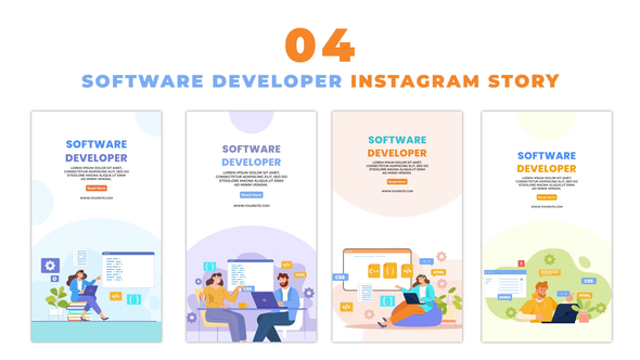Animated Developer Character Flat Style Instagram Story