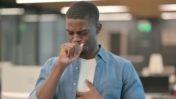 Sick Young African American Man Coughing