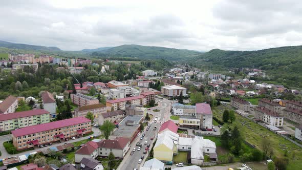 Aerial view of Medzilaborce town in Slovakia