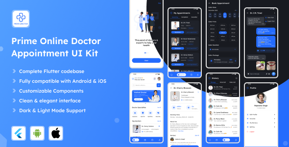 Prime Online Doctor Appointment Flutter App UI Kit