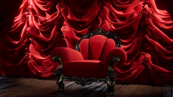 Luxurious Theater Curtain Stage with Chair