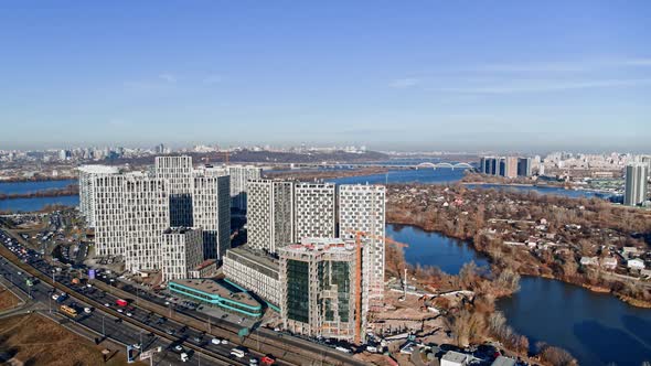 Aerial View Over Modern City Buildings