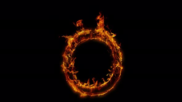 Super Slow Motion Shot of Burning Letter O Isolated on Black Background at 1000 Fps