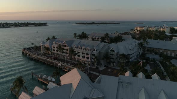 Aerial view of houses on the ocean shore