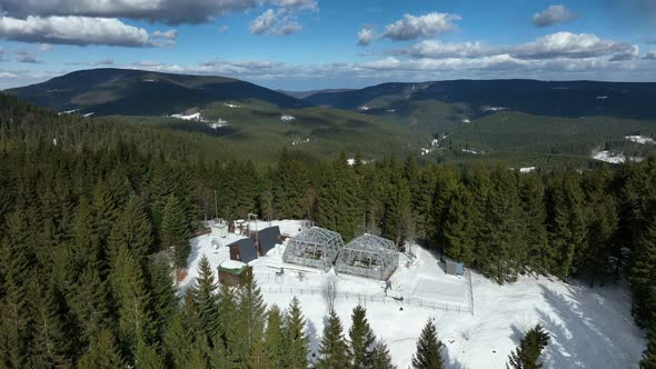 Science Station Greenhouse Snow Winter Frost Drone Aerial Open Top Chambers Climate Change Research