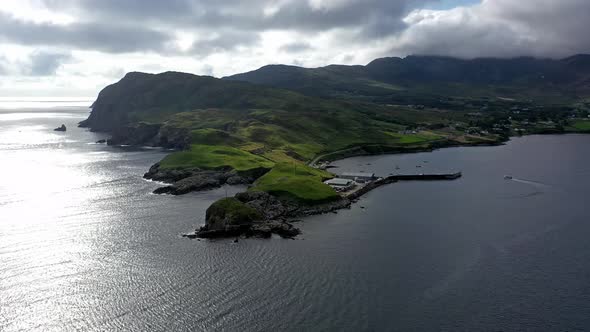 Aerial View of Teelin Bay in County Donegal on the Wild Atlantic Way in Ireland