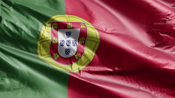 Portugal flag waving on the wind. 10 seconds loop.