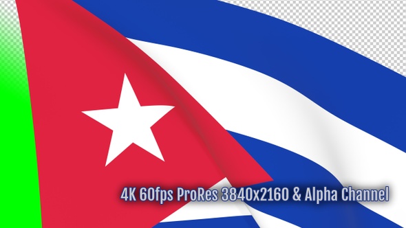 Cuba waving flag transition with alpha channel